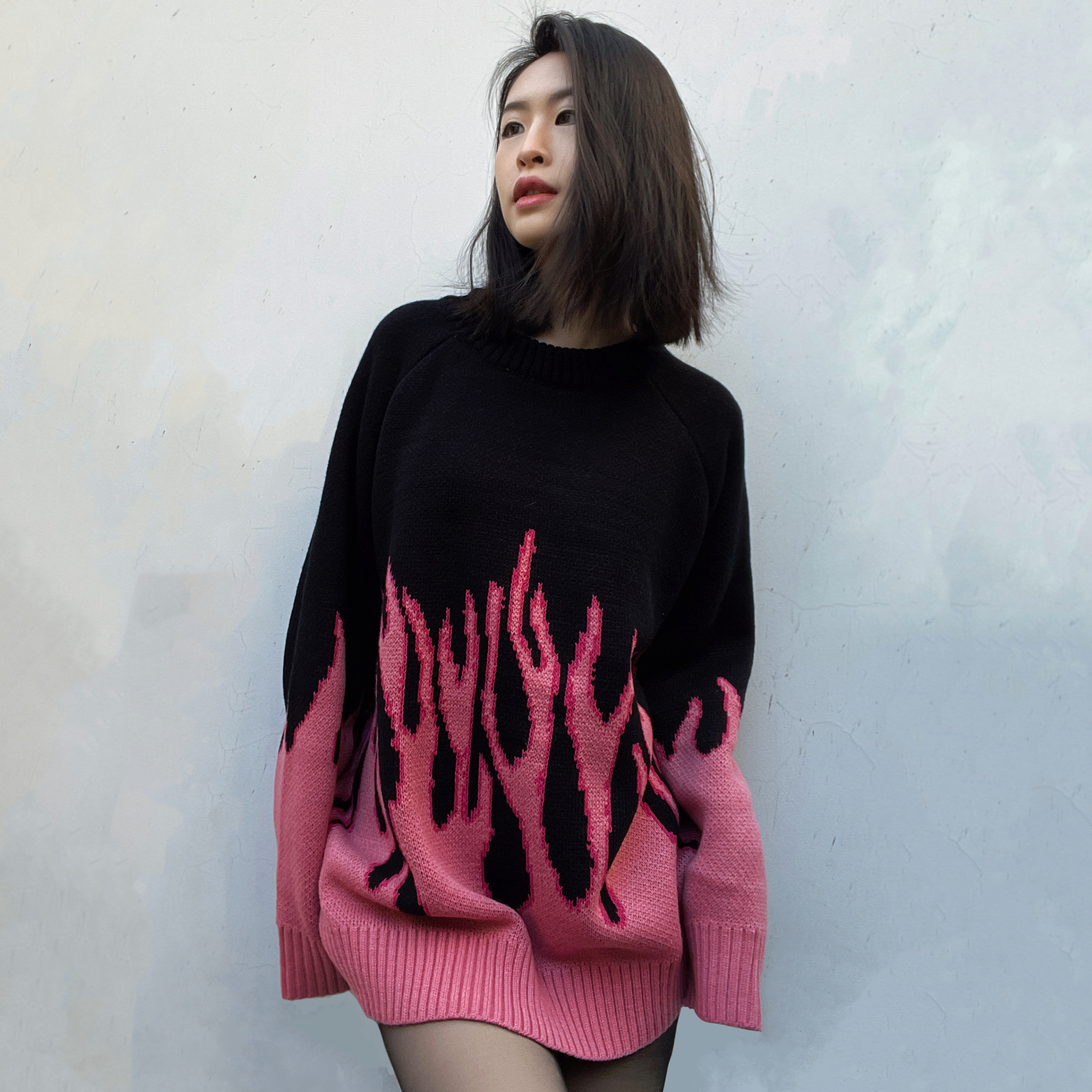 Pink flame knitted sweater – VH STUDIOS